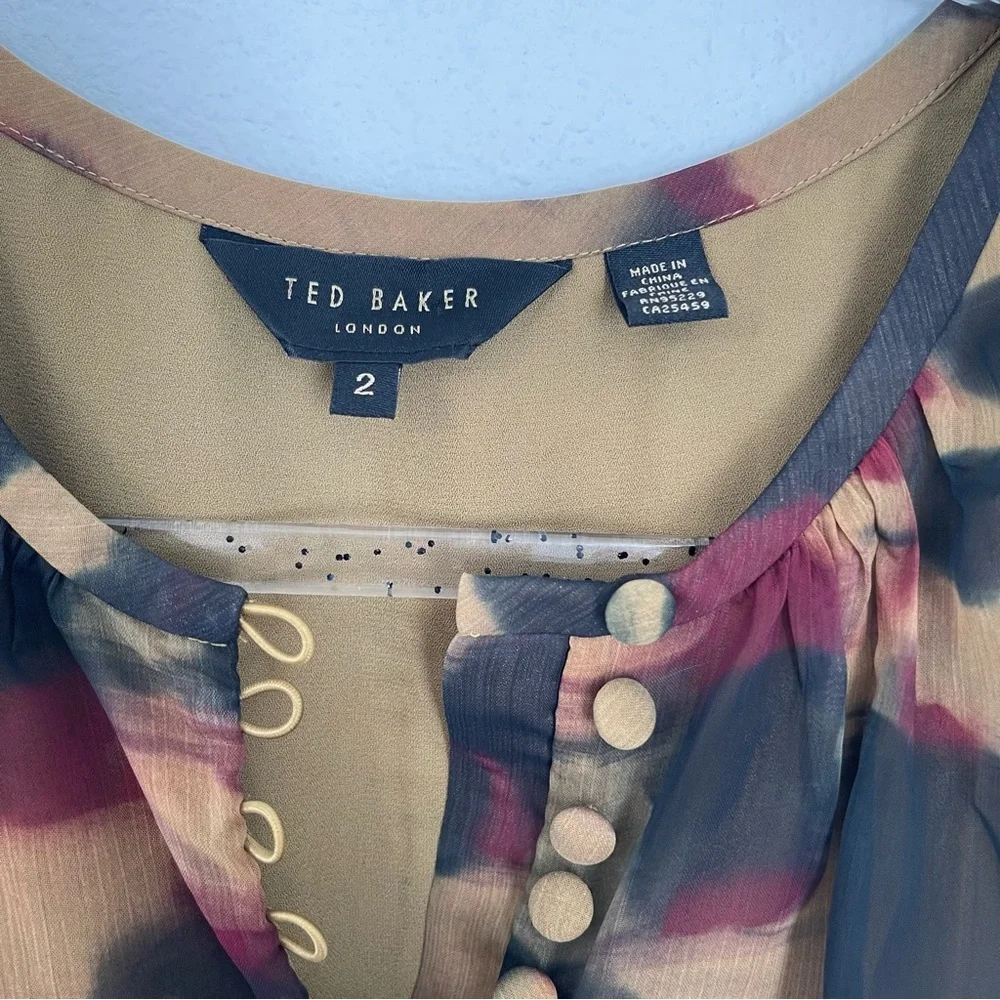 TED BAKER DRESS ELVINIA ANIMAL PRINT BUTTON UP GGT MINI DRESS BROWN. Size 2 - Picture 6 of 12
